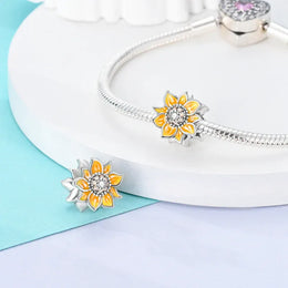 KissICON 925 Silver Gemstone Universe Starry Sky Flower Gold Bead Pendant Suitable For Pan 925 Original Bracelet Diy Jewelry