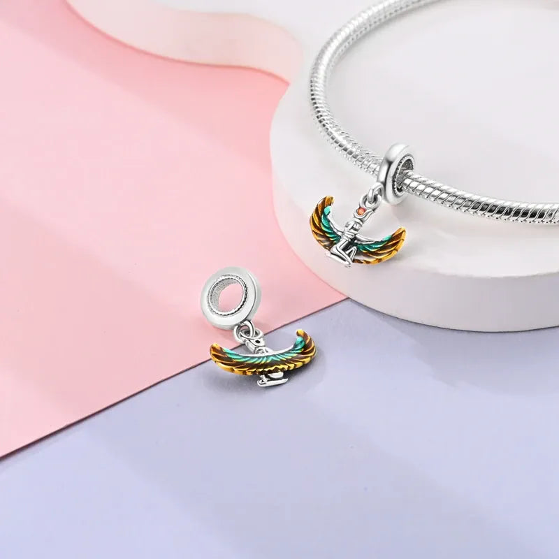 KissICON 925 Silver Gemstone Universe Starry Sky Flower Gold Bead Pendant Suitable For Pan 925 Original Bracelet Diy Jewelry