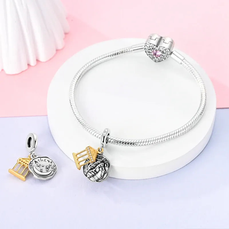KissICON 925 Silver Gemstone Universe Starry Sky Flower Gold Bead Pendant Suitable For Pan 925 Original Bracelet Diy Jewelry