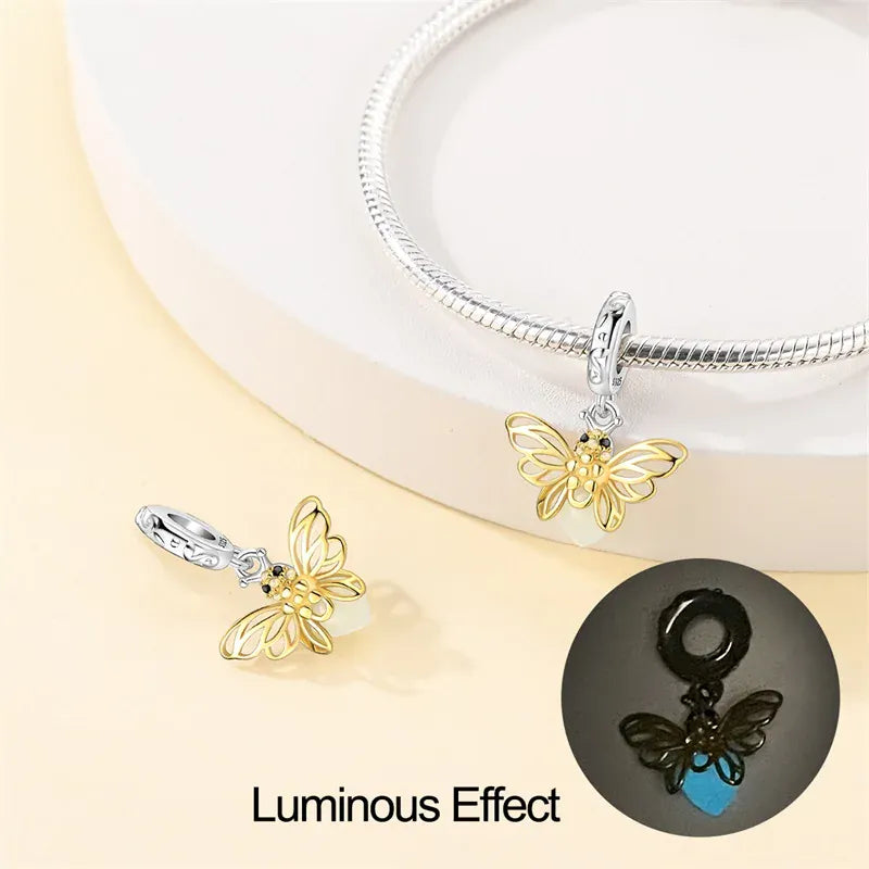 KissICON 925 Silver Gemstone Universe Starry Sky Flower Gold Bead Pendant Suitable For Pan 925 Original Bracelet Diy Jewelry