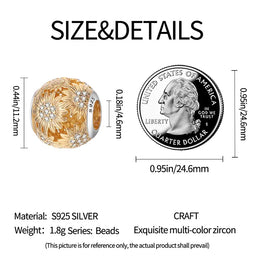 KissICON 925 Silver Gemstone Universe Starry Sky Flower Gold Bead Pendant Suitable For Pan 925 Original Bracelet Diy Jewelry