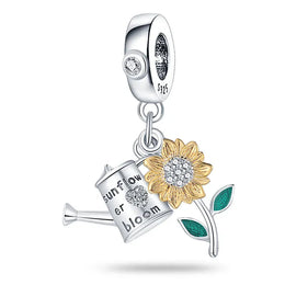 KissICON 925 Silver Gemstone Universe Starry Sky Flower Gold Bead Pendant Suitable For Pan 925 Original Bracelet Diy Jewelry