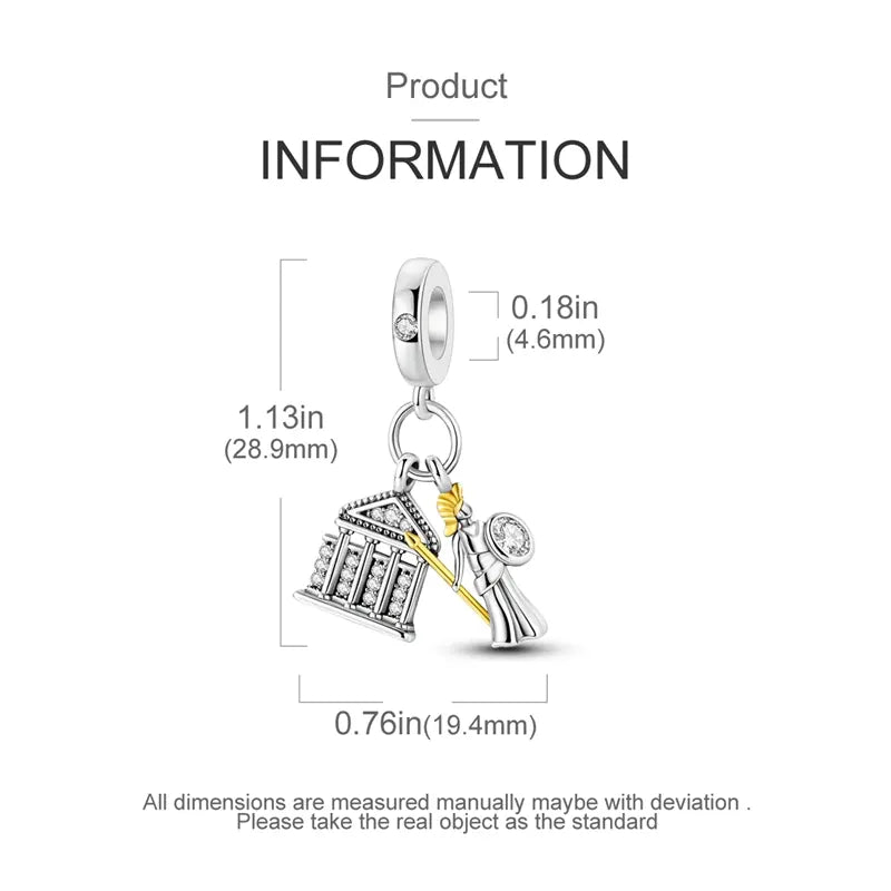 KissICON 925 Silver Gemstone Universe Starry Sky Flower Gold Bead Pendant Suitable For Pan 925 Original Bracelet Diy Jewelry