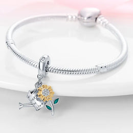 KissICON 925 Silver Gemstone Universe Starry Sky Flower Gold Bead Pendant Suitable For Pan 925 Original Bracelet Diy Jewelry