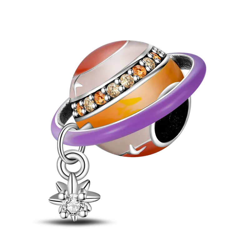 KissICON 925 Silver Gemstone Universe Starry Sky Flower Gold Bead Pendant Suitable For Pan 925 Original Bracelet Diy Jewelry