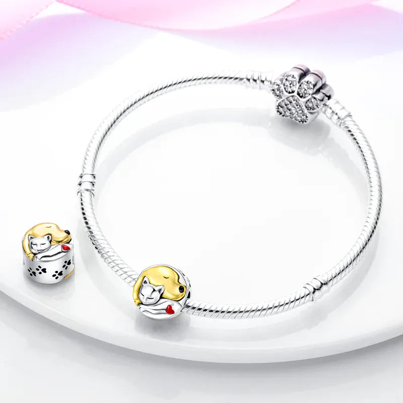 KissICON 925 Silver Gemstone Universe Starry Sky Flower Gold Bead Pendant Suitable For Pan 925 Original Bracelet Diy Jewelry