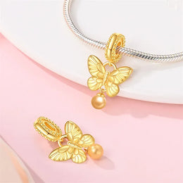 KissICON 925 Silver Gemstone Universe Starry Sky Flower Gold Bead Pendant Suitable For Pan 925 Original Bracelet Diy Jewelry