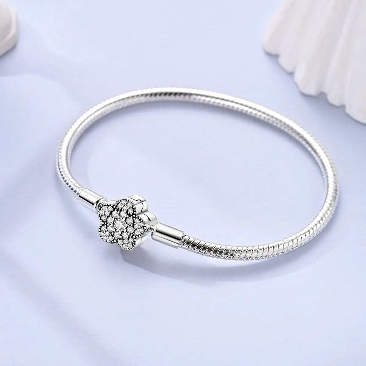 KissICON 925 Silver Original  Snake Chain Clasp Bead Bracelets Fit Charms DIY Jewelry For Women