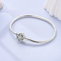 KissICON 925 Silver Original  Snake Chain Clasp Bead Bracelets Fit Charms DIY Jewelry For Women