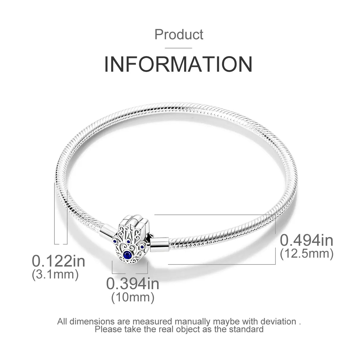 KissICON 925 Silver Original  Snake Chain Clasp Bead Bracelets Fit Charms DIY Jewelry For Women