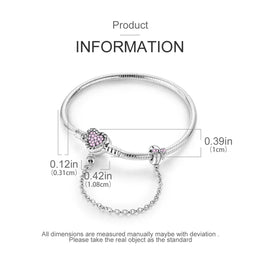 KissICON 925 Silver Original  Snake Chain Clasp Bead Bracelets Fit Charms DIY Jewelry For Women
