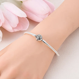 KissICON 925 Silver Original  Snake Chain Clasp Bead Bracelets Fit Charms DIY Jewelry For Women