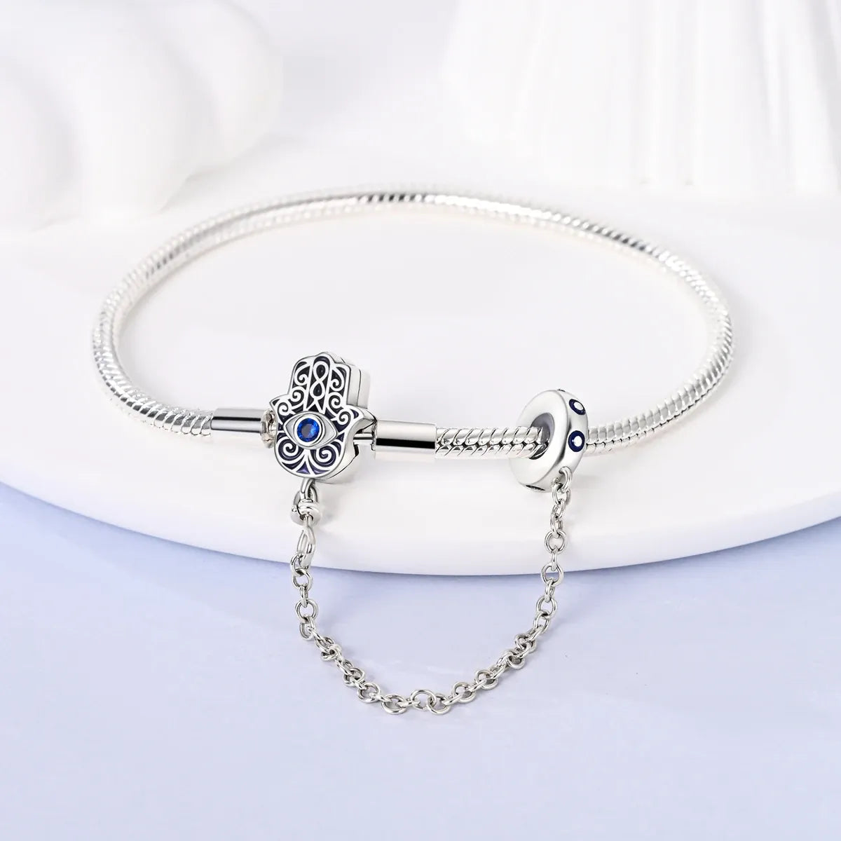 KissICON 925 Silver Original  Snake Chain Clasp Bead Bracelets Fit Charms DIY Jewelry For Women