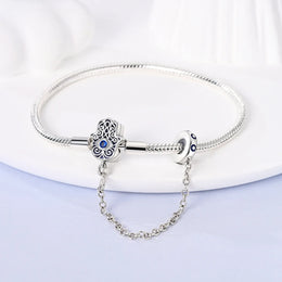 KissICON 925 Silver Original  Snake Chain Clasp Bead Bracelets Fit Charms DIY Jewelry For Women