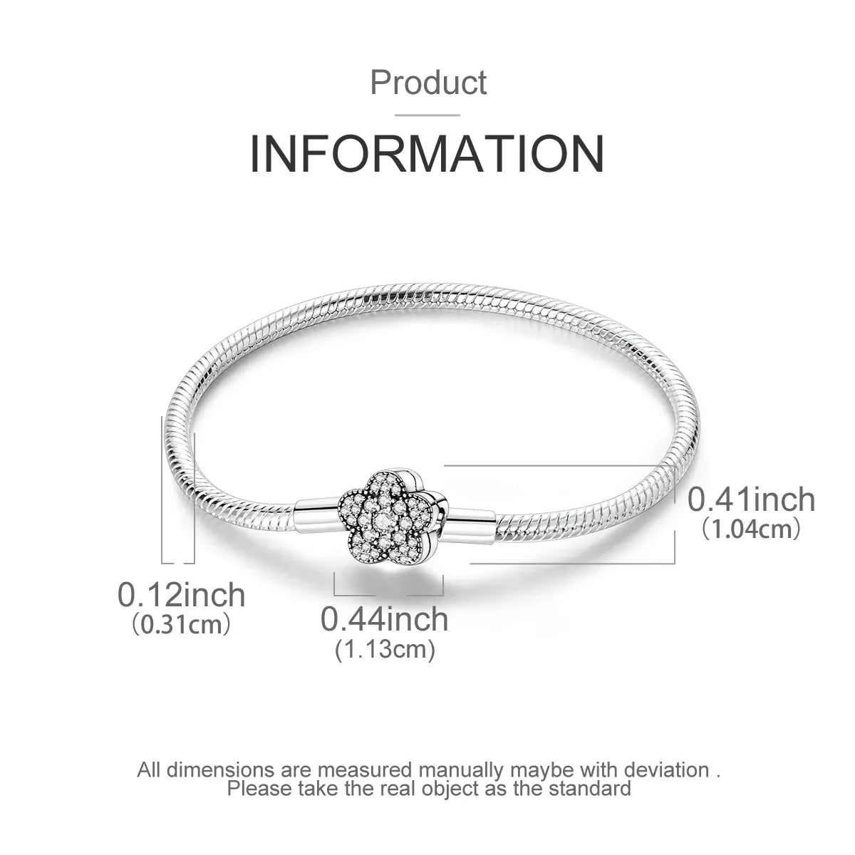 KissICON 925 Silver Original  Snake Chain Clasp Bead Bracelets Fit Charms DIY Jewelry For Women