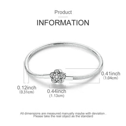KissICON 925 Silver Original  Snake Chain Clasp Bead Bracelets Fit Charms DIY Jewelry For Women