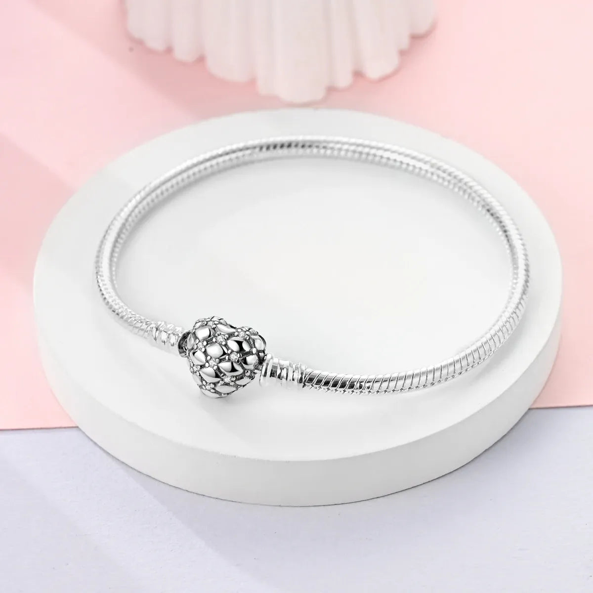 KissICON 925 Silver Original  Snake Chain Clasp Bead Bracelets Fit Charms DIY Jewelry For Women