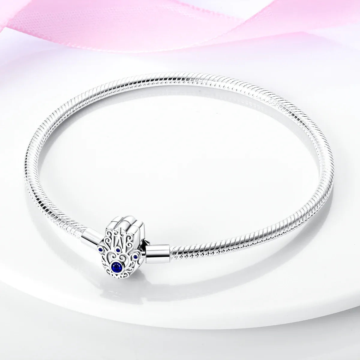 KissICON 925 Silver Original  Snake Chain Clasp Bead Bracelets Fit Charms DIY Jewelry For Women