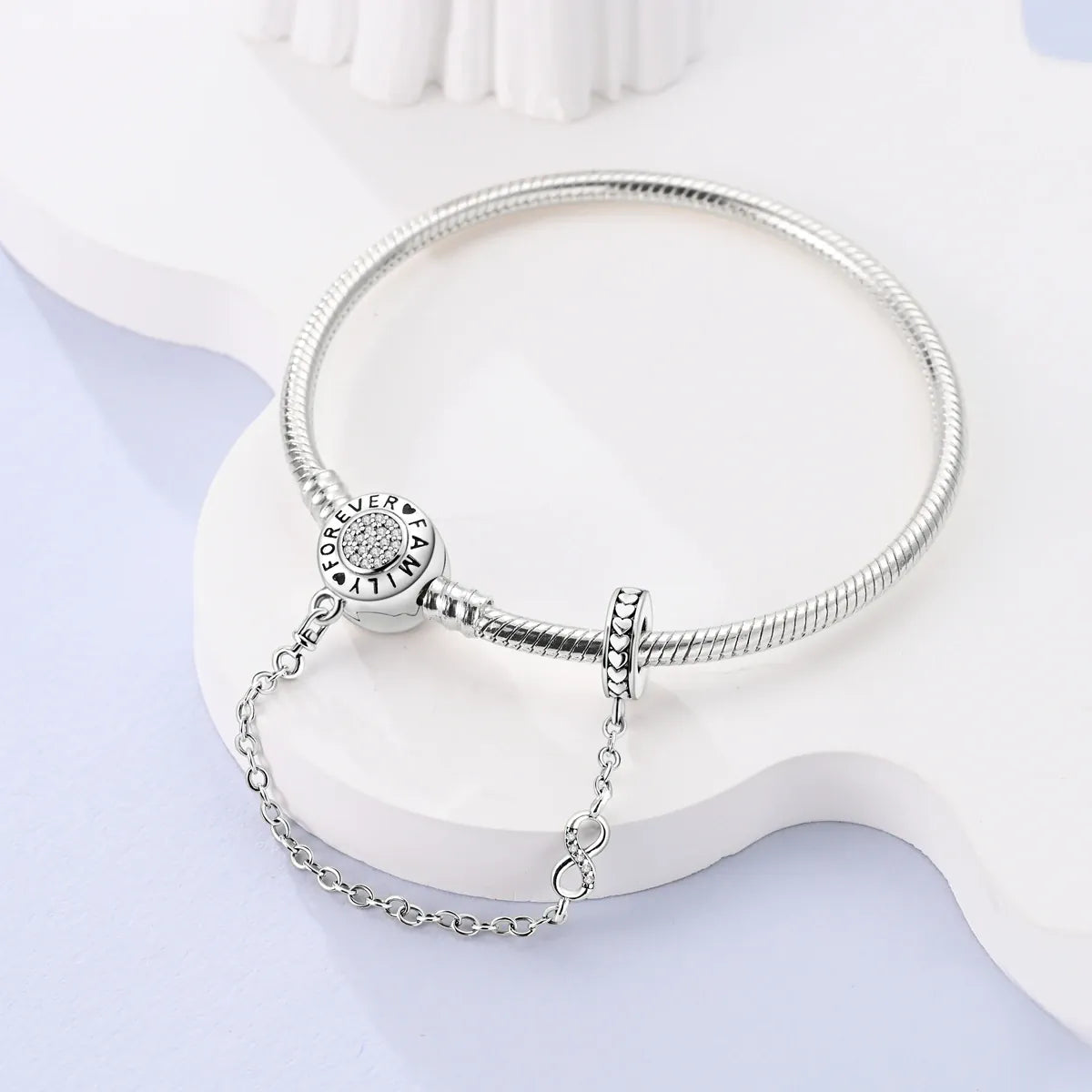 KissICON 925 Silver Original  Snake Chain Clasp Bead Bracelets Fit Charms DIY Jewelry For Women