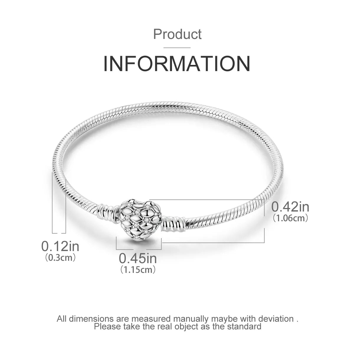 KissICON 925 Silver Original  Snake Chain Clasp Bead Bracelets Fit Charms DIY Jewelry For Women