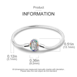 KissICON 925 Silver Original  Snake Chain Clasp Bead Bracelets Fit Charms DIY Jewelry For Women
