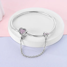 KissICON 925 Silver Original  Snake Chain Clasp Bead Bracelets Fit Charms DIY Jewelry For Women