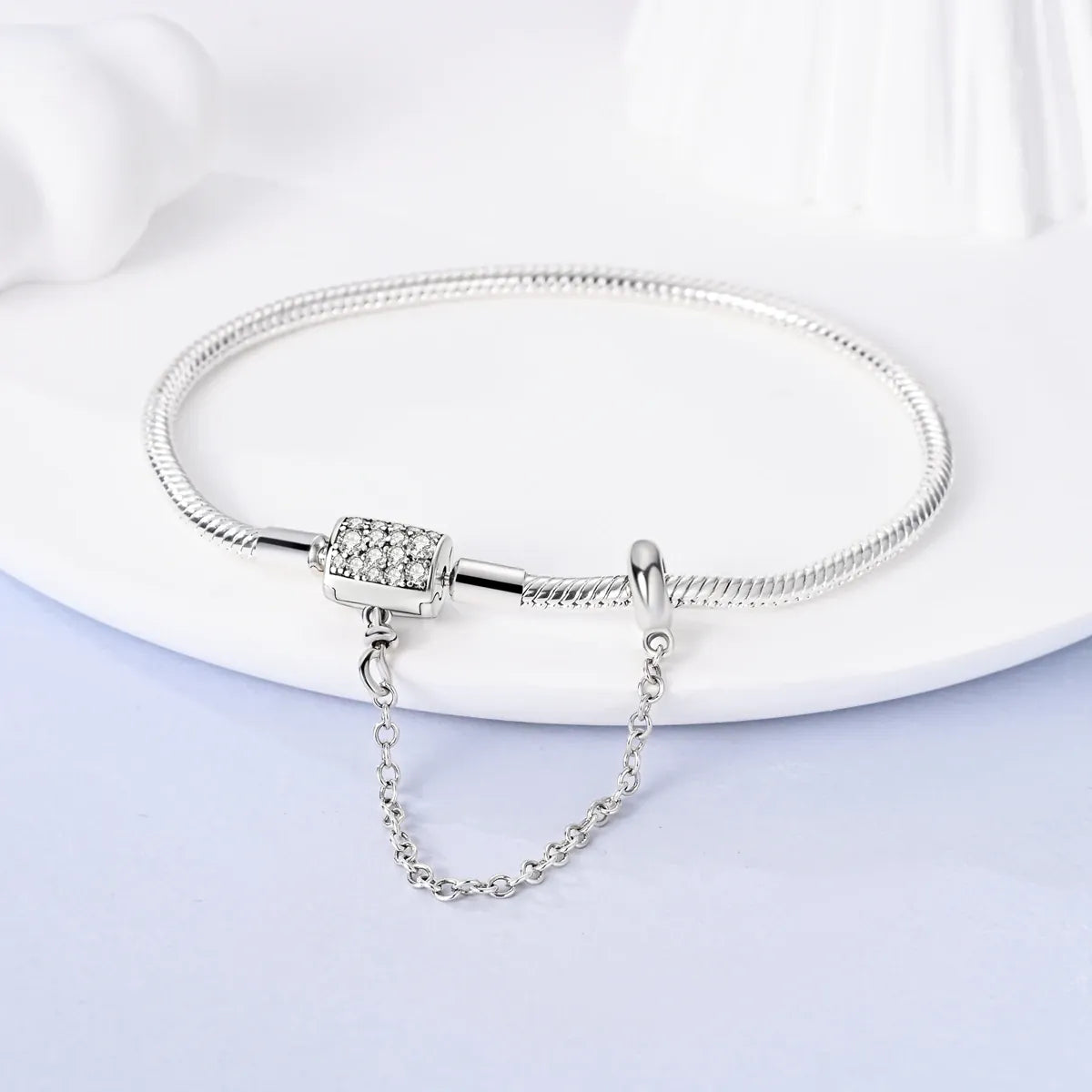 KissICON 925 Silver Original  Snake Chain Clasp Bead Bracelets Fit Charms DIY Jewelry For Women