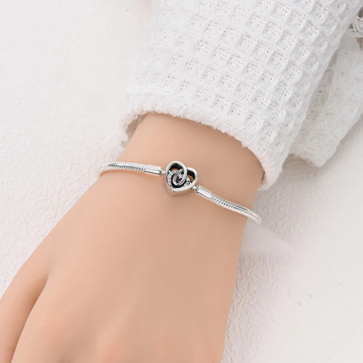 KissICON 925 Silver Original  Snake Chain Clasp Bead Bracelets Fit Charms DIY Jewelry For Women