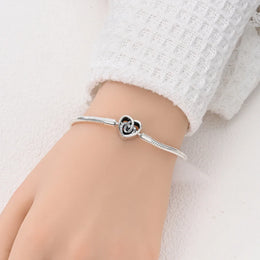 KissICON 925 Silver Original  Snake Chain Clasp Bead Bracelets Fit Charms DIY Jewelry For Women