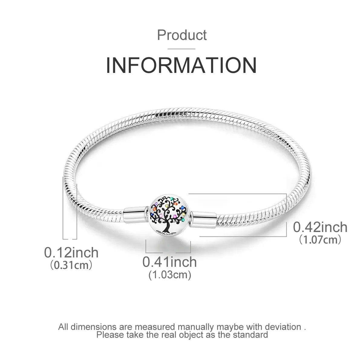 KissICON 925 Silver Original  Snake Chain Clasp Bead Bracelets Fit Charms DIY Jewelry For Women
