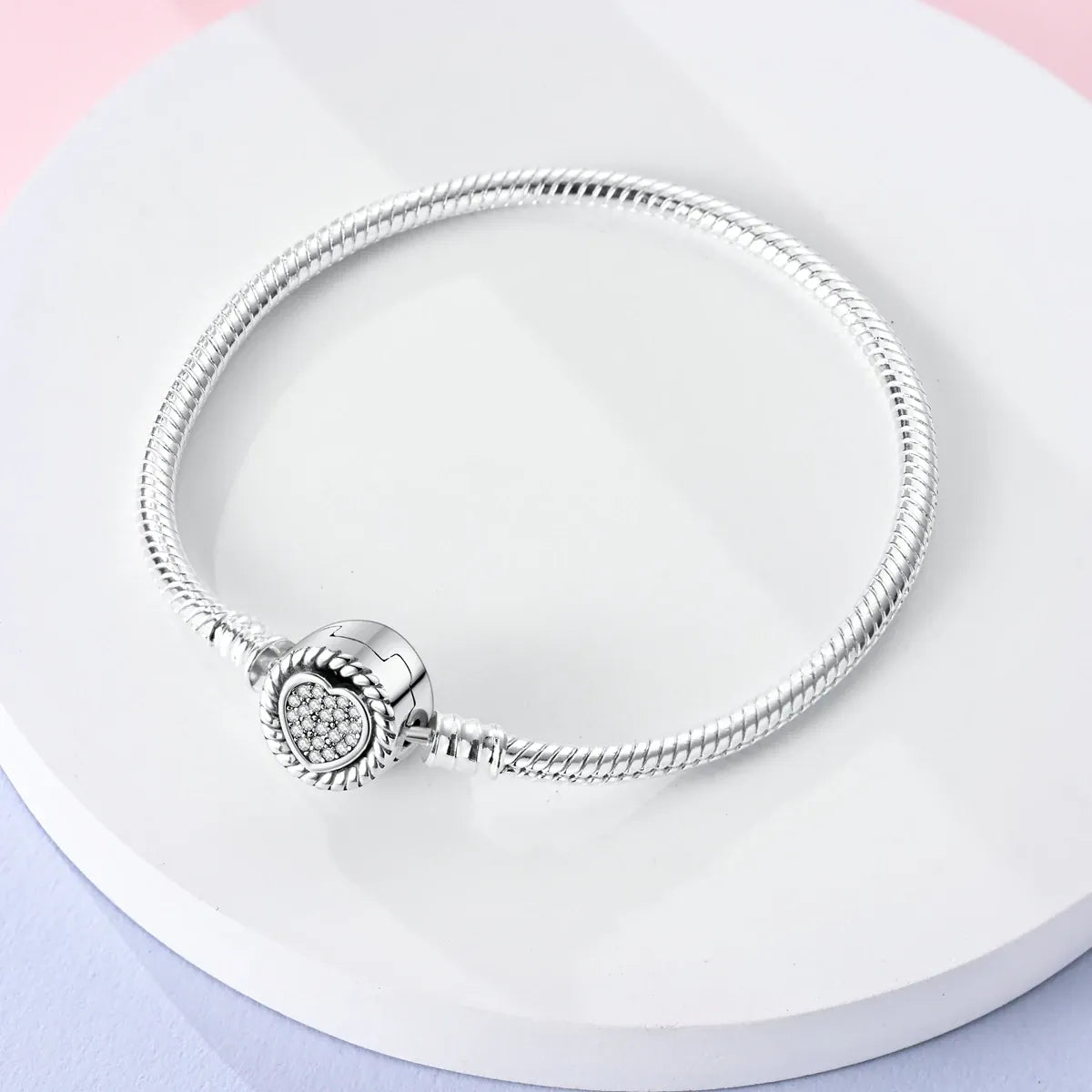 KissICON 925 Silver Original  Snake Chain Clasp Bead Bracelets Fit Charms DIY Jewelry For Women
