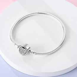 KissICON 925 Silver Original  Snake Chain Clasp Bead Bracelets Fit Charms DIY Jewelry For Women