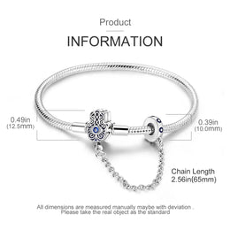 KissICON 925 Silver Original  Snake Chain Clasp Bead Bracelets Fit Charms DIY Jewelry For Women
