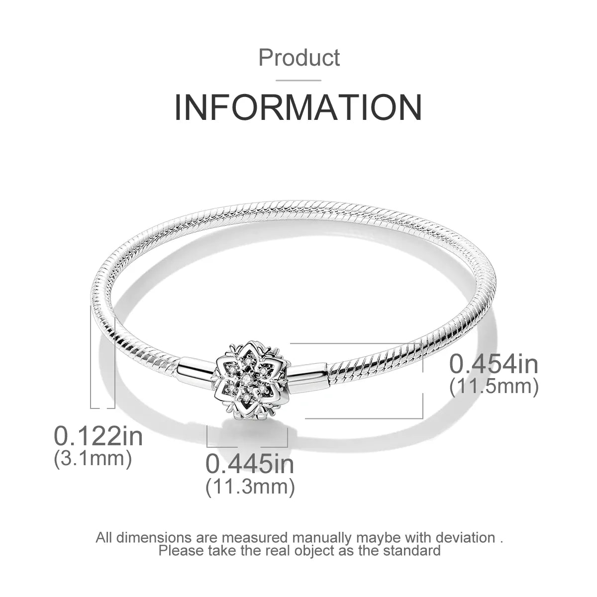 KissICON 925 Silver Original  Snake Chain Clasp Bead Bracelets Fit Charms DIY Jewelry For Women