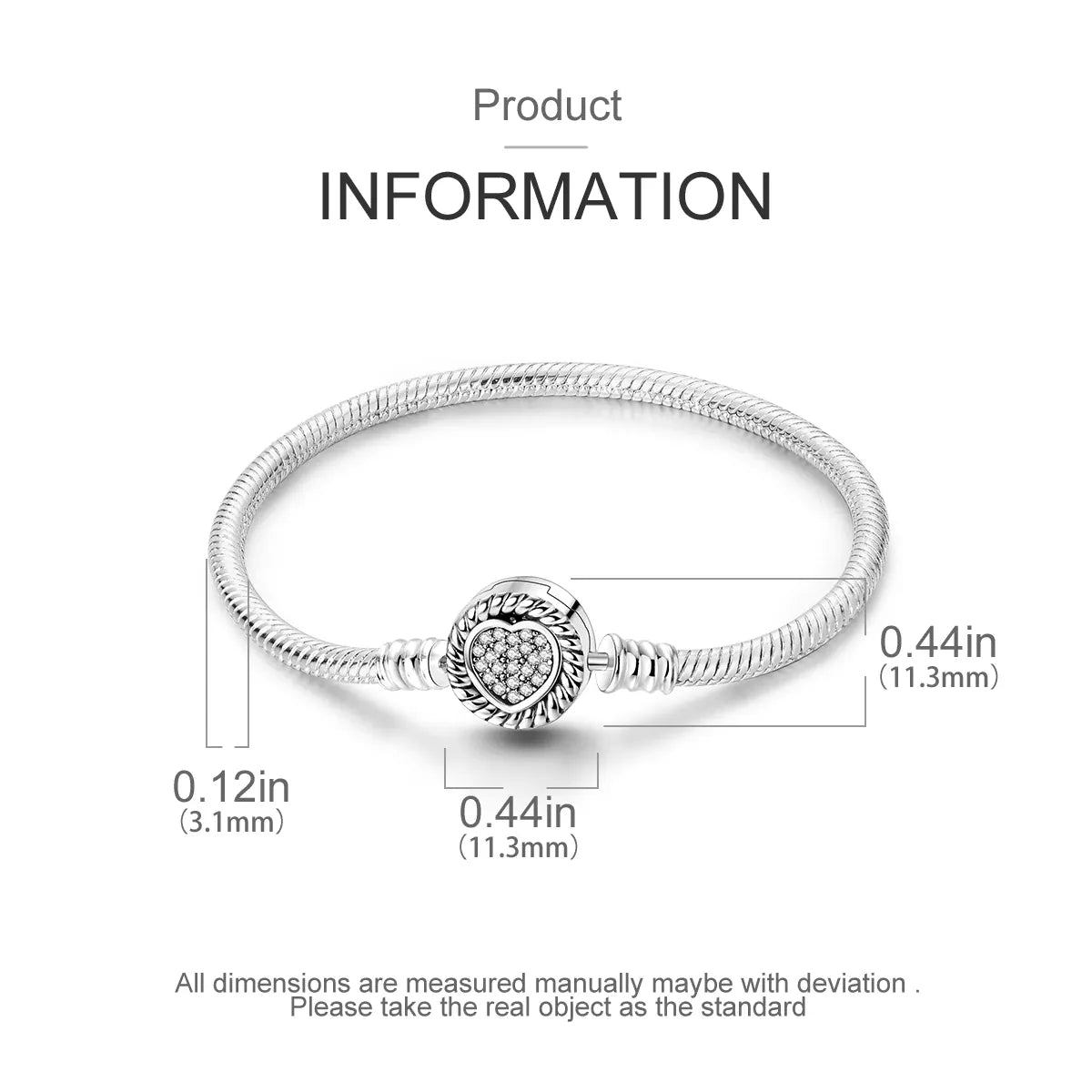 KissICON 925 Silver Original  Snake Chain Clasp Bead Bracelets Fit Charms DIY Jewelry For Women
