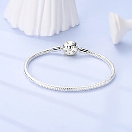 KissICON 925 Silver Original  Snake Chain Clasp Bead Bracelets Fit Charms DIY Jewelry For Women