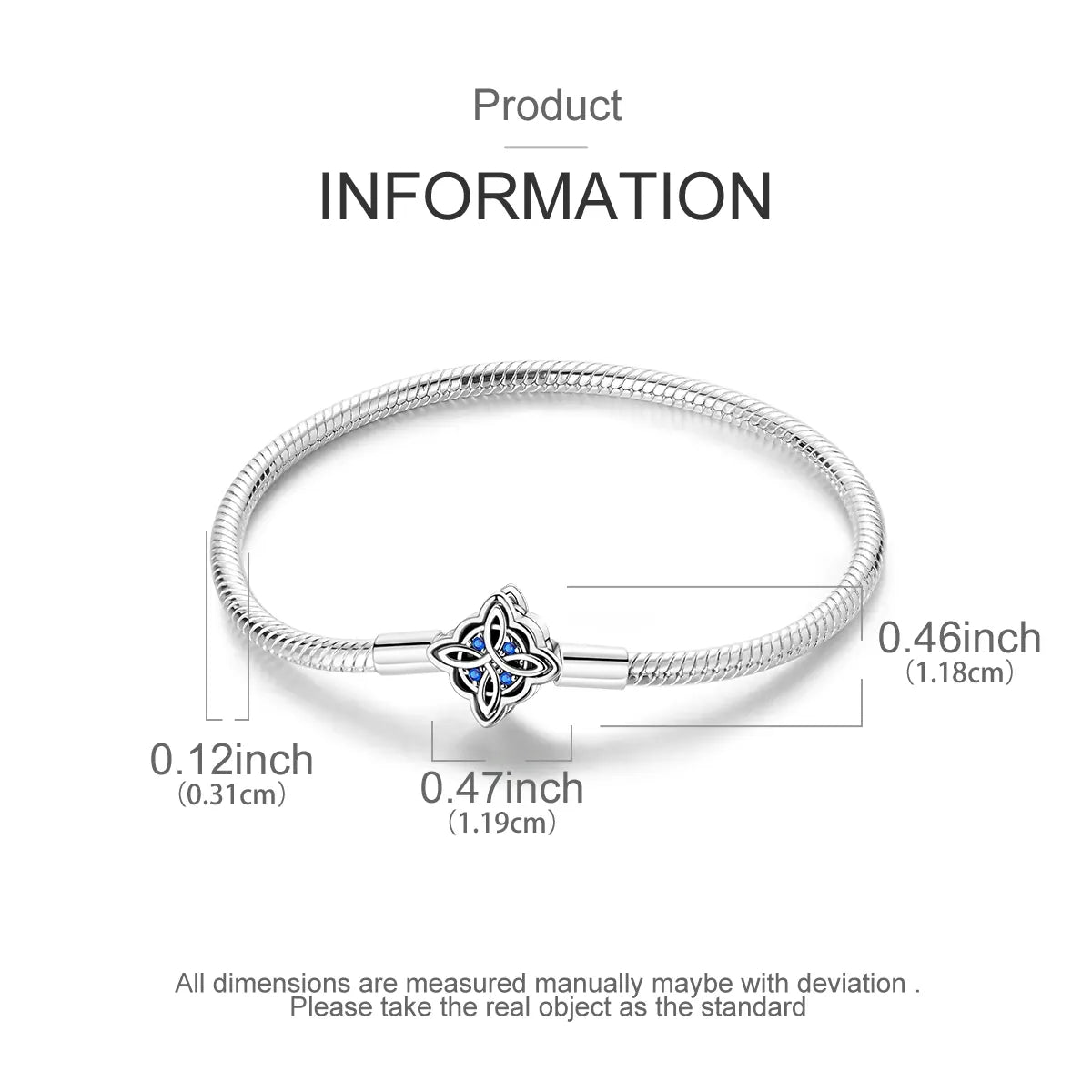 KissICON 925 Silver Original  Snake Chain Clasp Bead Bracelets Fit Charms DIY Jewelry For Women