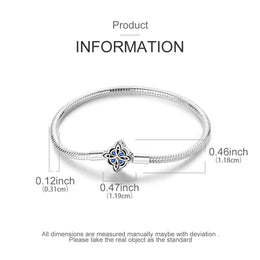 KissICON 925 Silver Original  Snake Chain Clasp Bead Bracelets Fit Charms DIY Jewelry For Women