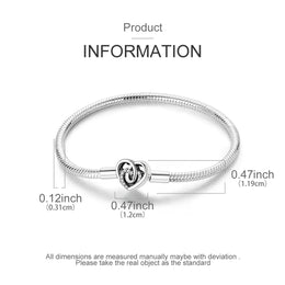 KissICON 925 Silver Original  Snake Chain Clasp Bead Bracelets Fit Charms DIY Jewelry For Women