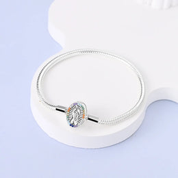 KissICON 925 Silver Original  Snake Chain Clasp Bead Bracelets Fit Charms DIY Jewelry For Women