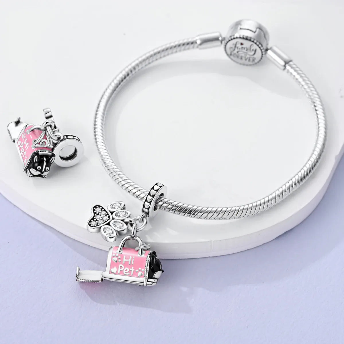 KissICON 925 Silver Pink Ballet Skates Shoes Charms Fit Original Bracelet Necklace DIY Bead For Women Jeweli Make Gift
