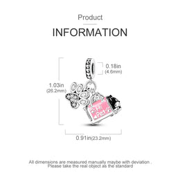 KissICON 925 Silver Pink Ballet Skates Shoes Charms Fit Original Bracelet Necklace DIY Bead For Women Jeweli Make Gift