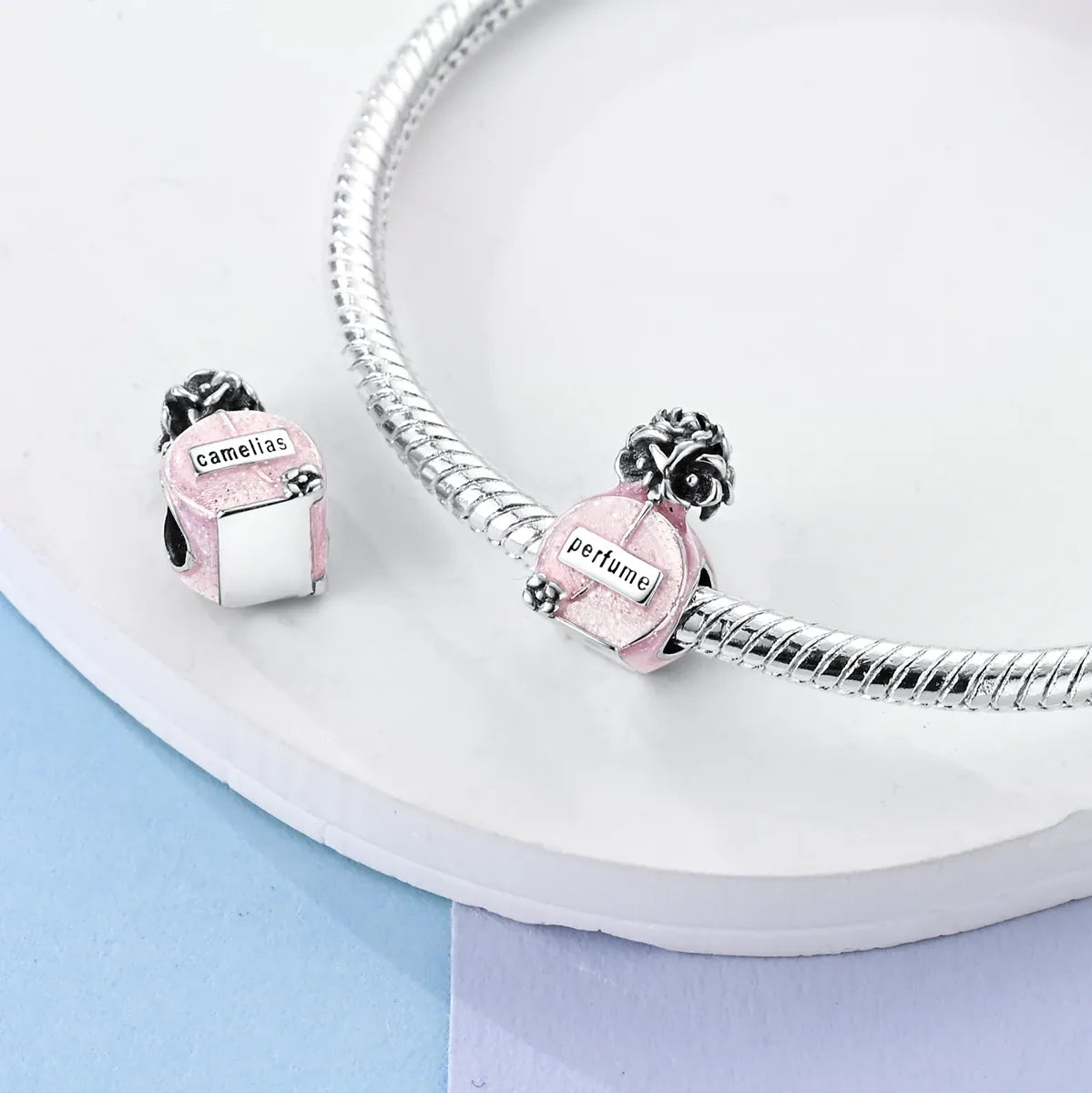 KissICON 925 Silver Pink Ballet Skates Shoes Charms Fit Original Bracelet Necklace DIY Bead For Women Jeweli Make Gift