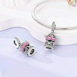 KissICON 925 Silver Pink Ballet Skates Shoes Charms Fit Original Bracelet Necklace DIY Bead For Women Jeweli Make Gift