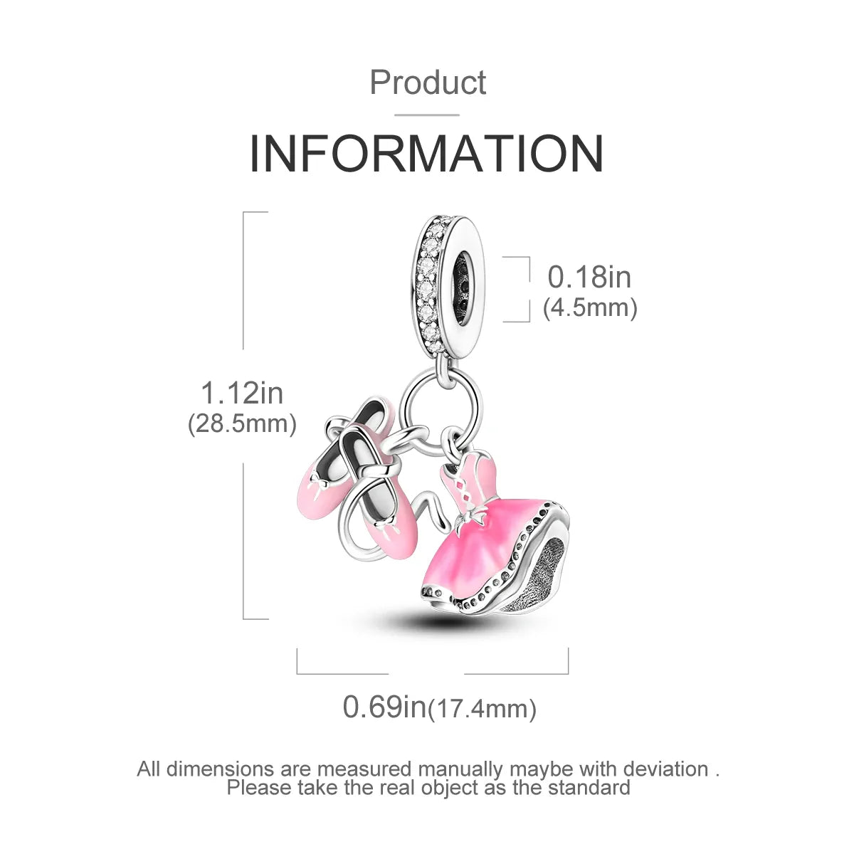KissICON 925 Silver Pink Ballet Skates Shoes Charms Fit Original Bracelet Necklace DIY Bead For Women Jeweli Make Gift