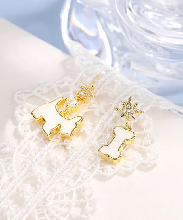 KissICON 💋 925 Silver Plated Dog Bone Earrings - Asymmetrical Long