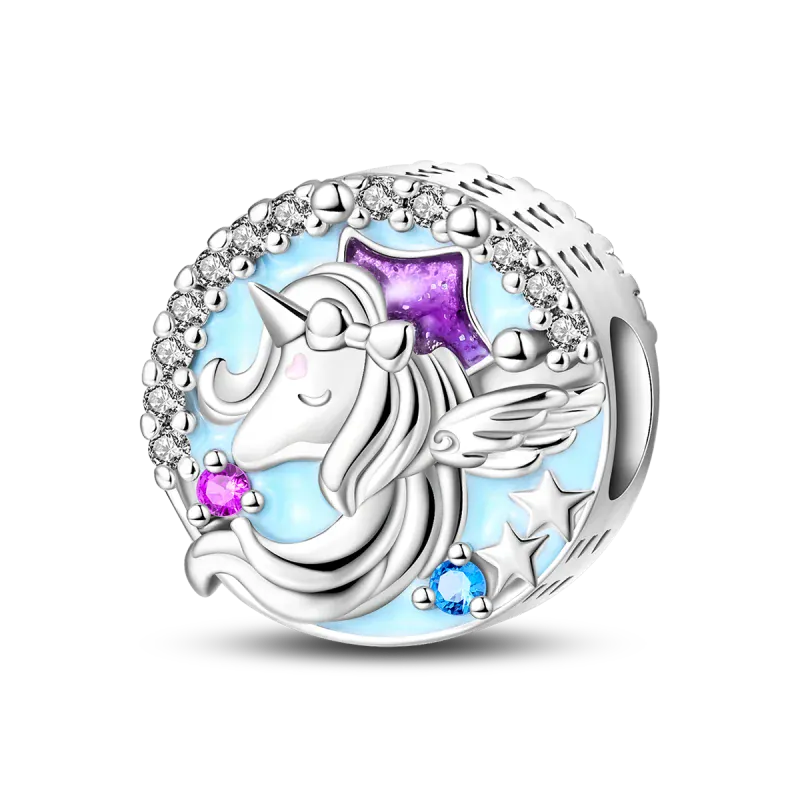 KissICON 925 Silver Plated Magic Mirror Princess Angel Pink Charm Beads Suitable Fit Pan 925 Original Bracelet Exquisite Diy Jewelry