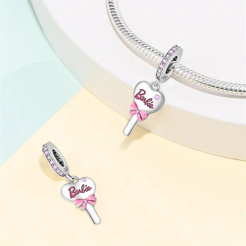KissICON 925 Silver Plated Magic Mirror Princess Angel Pink Charm Beads Suitable Fit Pan 925 Original Bracelet Exquisite Diy Jewelry