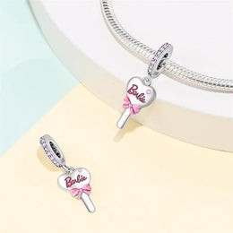 KissICON 925 Silver Plated Magic Mirror Princess Angel Pink Charm Beads Suitable Fit Pan 925 Original Bracelet Exquisite Diy Jewelry