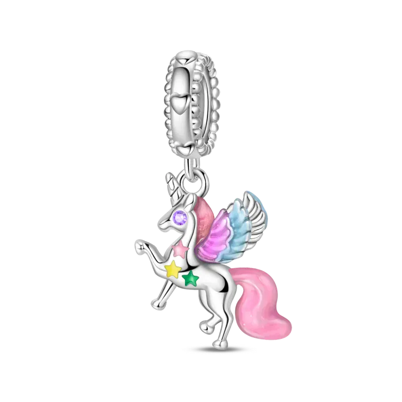 KissICON 925 Silver Plated Magic Mirror Princess Angel Pink Charm Beads Suitable Fit Pan 925 Original Bracelet Exquisite Diy Jewelry